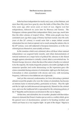 1 India Has Been Independent for Nearly Sixty Years, As Has Pakistan, and More Than Fifty Years Have Gone by Since the Battle Of