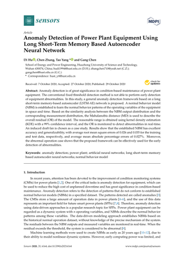 Anomaly Detection of Power Plant Equipment Using Long Short-Term Memory Based Autoencoder Neural Network