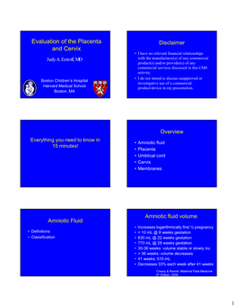 Evaluation of the Placenta and Cervix