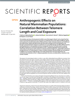 Correlation Between Telomere Length and Coal Exposure in Addition to an Increase in DNA Damage