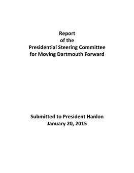 Report of the Presidential Steering Committee for Moving Dartmouth Forward