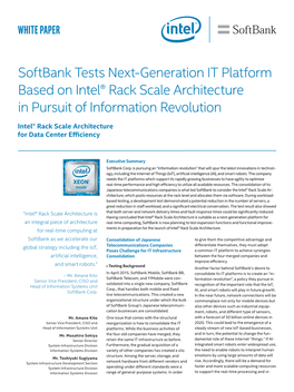 Softbank Tests Next-Gen IT Platform Based on Intel® Rack Scale