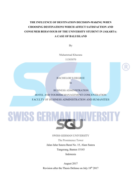 The Influence of Destination Decision-Making When Choosing