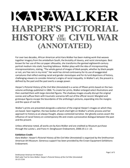 Wall Text Labels for Kara Walker: Harper's Pictorial History of the Civil War (Annotated)