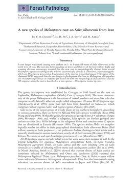 A New Species of Melampsora Rust on Salix Elbursensis from Iran