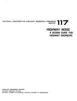 Highway Noise a Design Guide for Highway Engineers