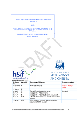 The Royal Borough of Kensington and Chelsea and the London Borough of Hammersmith and Fulham Supporting People Procurement Progr