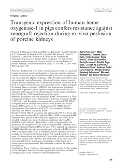 Transgenic Expression of Human Heme Oxygenase1 in Pigs Confers