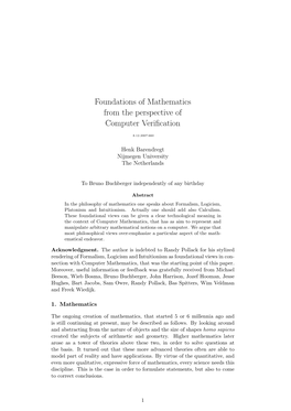 Foundations of Mathematics from the Perspective of Computer Verification