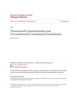 Transnational Constitutionalism and Unconstitutional Constitutional Amendments Rosalind Dixon