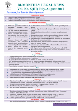 BI-MONTHLY LEGAL NEWS Vol. No. 5(III) July-August 2012