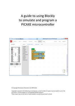 Blockly Manual © Revolution Education Ltd 2002-2016 V1.2.0 May Be Copied for Educational Use