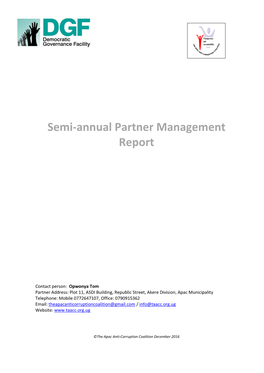 Semi-Annual Partner Management Report