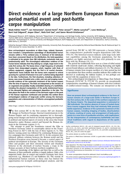 Direct Evidence of a Large Northern European Roman Period Martial Event and Post-Battle Corpse Manipulation