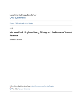 Mormon Profit: Brigham Young, Tithing, and the Bureau of Internal Revenue
