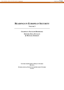 Readings in European Security Volume 3