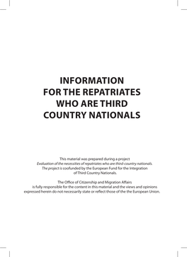 Information for the Repatriates Who Are Third Country Nationals