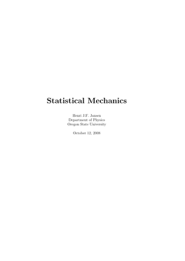 Statistical Mechanics