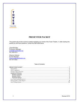 Presenter Packet