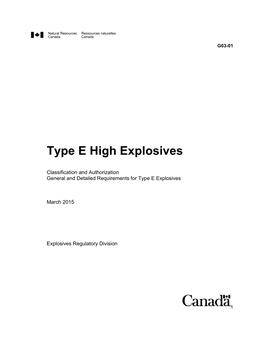Type E High Explosives