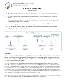 Is Bt Safe for Humans to Eat? Published May 2018