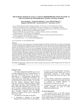 The Sudetic Marginal Fault: a Young Morphophotectonic Feature at the Ne Margin of the Bohemian Massif, Central Europe