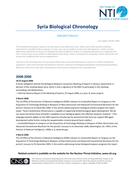 Syria Biological Chronology