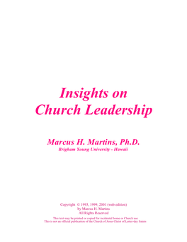 Insights on Church Leadership