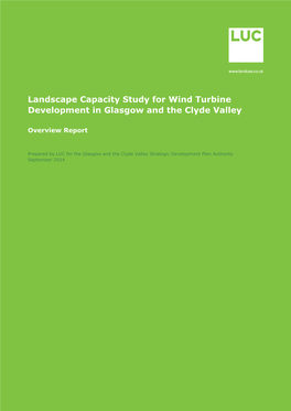 Landscape Capacity Study for Wind Turbine Development in Glasgow and the Clyde Valley
