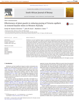 Effectiveness of Plant Guards in Reducing Grazing of Tetraria Capillaris in Restored Bauxite Mines in Western Australia Emily M