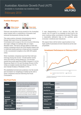 Australian Absolute Growth Fund (AUT) February 2019