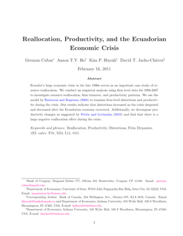 Reallocation, Productivity, and the Ecuadorian Economic Crisis