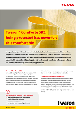 Twaron® Comforte SB3: Being Protected Has Never Felt This Comfortable