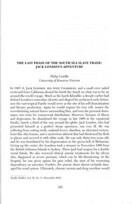 The Last Phase of the South Sea Slave Trade: Jack London's Adventure