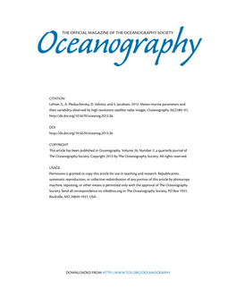 THE Official Magazine of the OCEANOGRAPHY SOCIETY