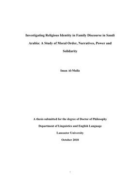 Investigating Religious Identity in Family Discourse in Saudi