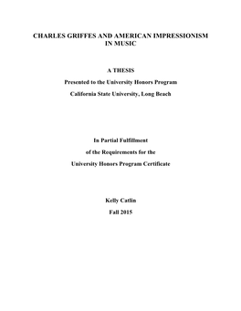 Charles Griffes and American Impressionism in Music