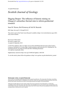 The Influence of Historic Mining on Glasgow's Subsurface Thermal State to Inform Geothermal Research