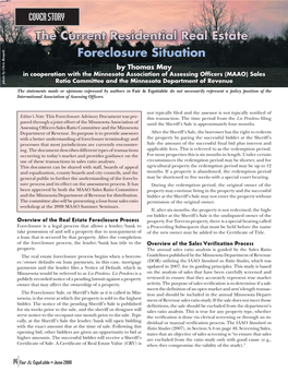 The Current Residential Real Estate Foreclosure Situation by Thomas May in Cooperation with the Minnesota Association of Assessing Officers (MAAO) Sales