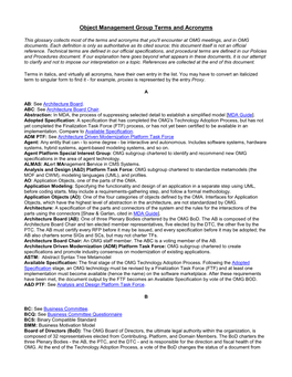 Object Management Group Terms and Acronyms