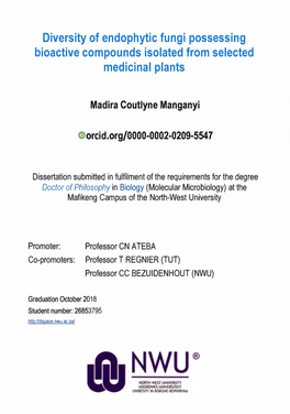 Diversity of Endophytic Fungi Possessing Bioactive Compounds Isolated from Selected Medicinal Plants