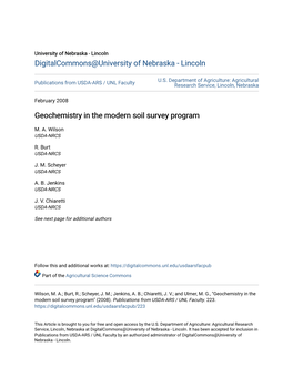 Geochemistry in the Modern Soil Survey Program