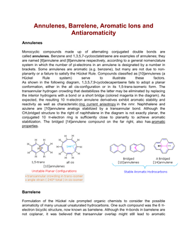 Annulenes, Barrelene, Aromatic Ions and Antiaromaticity