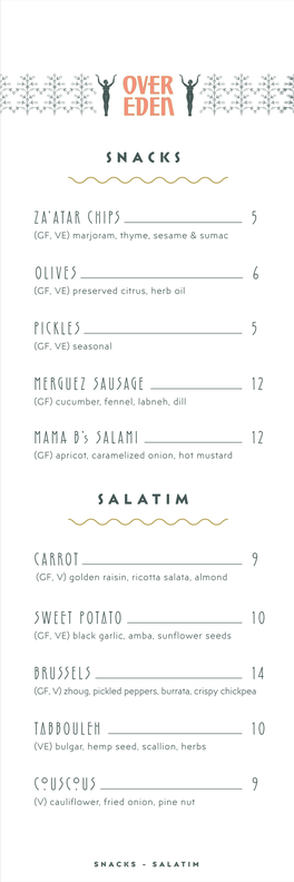 Over Eden Menu