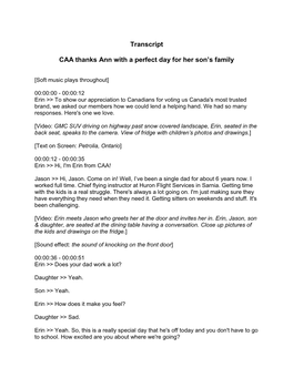 CAA Thanks Ann with a Perfect Day for Her Son's Family