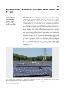 Development of Large-Scale Photovoltaic Power Generation System