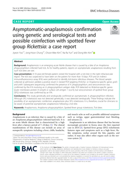 Asymptomatic-Anaplasmosis Confirmation Using Genetic And