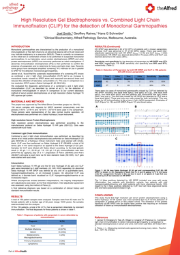 High Resolution Gel Electrophoresis Vs. Combined Light Chain Immunofixation (CLIF) for the Detection of Monoclonal Gammopathies