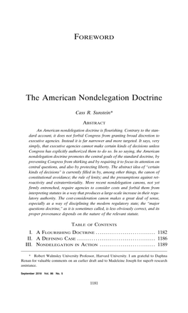 The American Nondelegation Doctrine