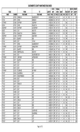 Sacramento County Maintained Road Index